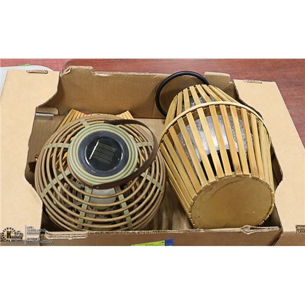2 PATIO LANTERNS WITH FOLDED AWAY BASKET