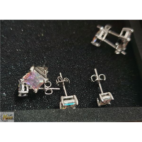 3 SETS OF 925 STERLING SILVER EARRINGS WITH AURORA