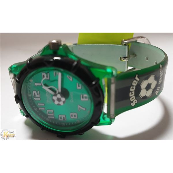 SOCCER ALL STARS GREEN BAND WATCH WORKING