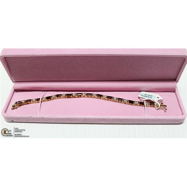 NEW 925 FAS TENNIS BRACELET WITH RED AND CLEAR