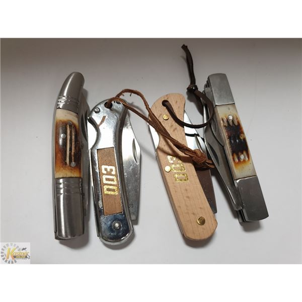 LOT OF 4 NEW FOLDING POCKET KNIVES