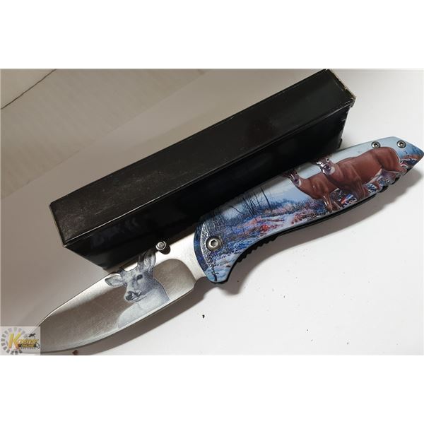 NEW FOLDING KNIFE WITH DEER THEME