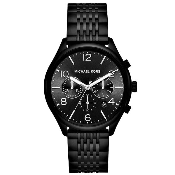 NEW MICHAEL KORS BLACK TRIPLE CHRONO 42MM MSRP$350