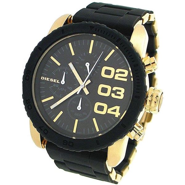 NEW DIESEL 46MM GOLD BLACK TONE 3-CHRONO MSRP $367