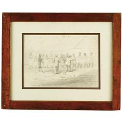 A Pencil Drawing, Circa 1830's Depicting an Over