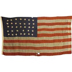 A 35-Star Flag With Hand-Applied Stars This 35-