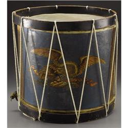 A 19th Century Painted Maple Drum This maple dru