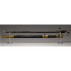 CONFEDERATE FOOT OFFICERS SWORD W/LEATHER SCABBA