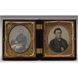 Cased Pair of Union Soldier 1/6th Plate Tintypes