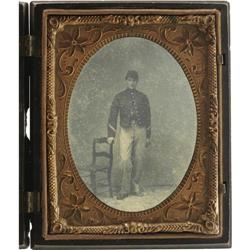 Cased 1/4th Plate Tintype of a Federal Private