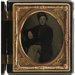 Cased 1/6th Plate Tintype of a Federal Soldier