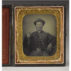 Seated Union Officer With Sword Tintype