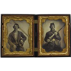 Union Soldier With Rifle Musket ¼ Plate Tintypes