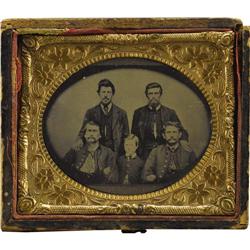 Tintype of a Family Including Two Rebel Soldiers