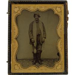 1/2 Plate Tintype of a Confederate Soldier