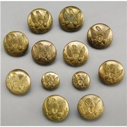 Mixed Group of 12 Non-dug Federal Eagle Buttons