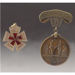 Engraved Union 22nd Corps Badge, Discharge Medal