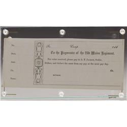 23rd Maine Regiment Sutler Scrip