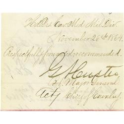 George Armstrong Custer Partial Document Signed