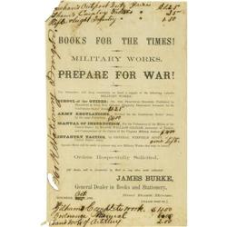 Confederate Bookseller's Handbill