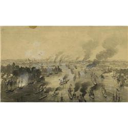 Momberger Wash Drawing of Naval Battle Scene