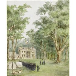 Watercolor US Troops Drilling by Charles Jenckes 