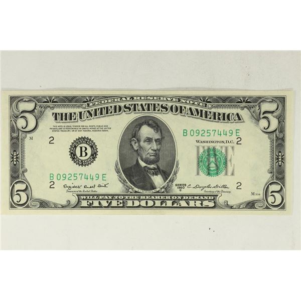 1950-C US $5 FRN CRISP UNC GREEN SEAL