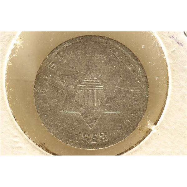 1852 THREE CENT PIECE (SILVER) VERY GOOD