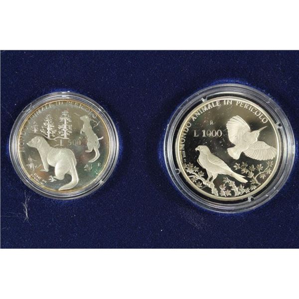 1993 SAN MARINO 2 COIN SILVER PROOF SET
