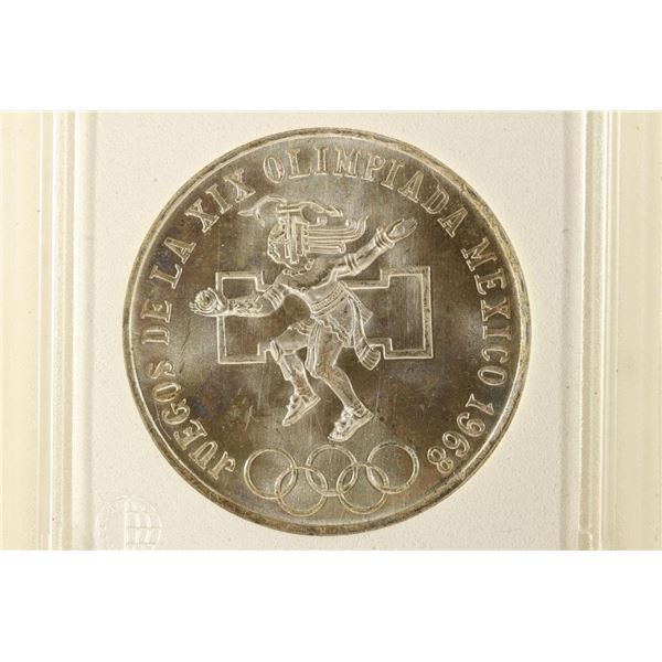 1968 MEXICO SILVER OLYMPIC 25 PESOS BRILLIANT UNC