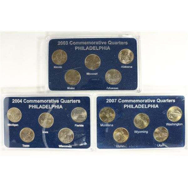 2003-P, 2004-P & 2007-P COMMEMORATIVE QUARTER SETS