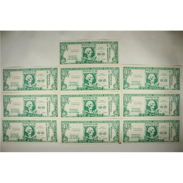 10 PIECES OF INTERNATIONAL BANKERS BANK $1