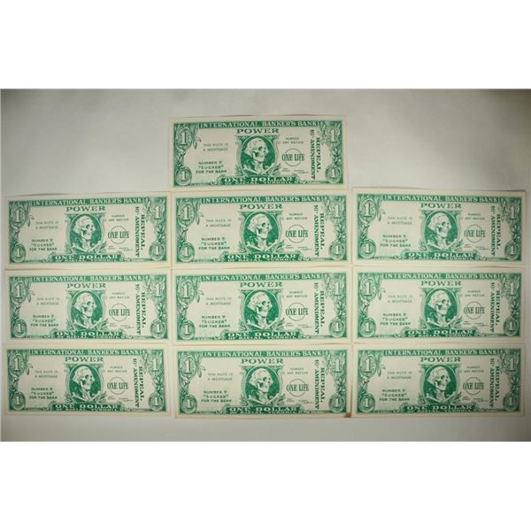 10 PIECES OF INTERNATIONAL BANKERS BANK $1