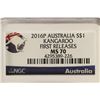Image 3 : 2016-P AUSTRALIA KANGAROO SILVER DOLLAR NGC MS70