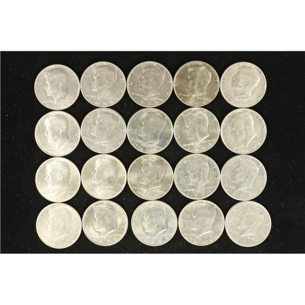 20 ASSORTED KENNEDY HALF DOLLARS