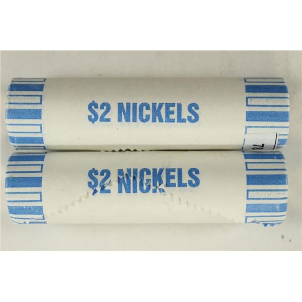 2-$2 ROLLS OF 2010-P JEFFERSON NICKELS BU