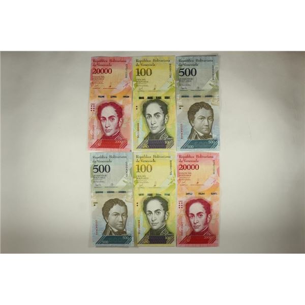 6 PIECES 2017 CRISP UNC VENEZUELA CURRENCY