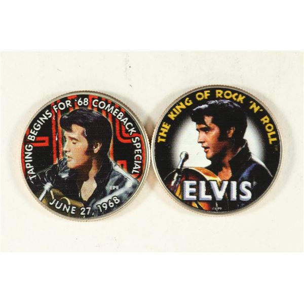 2-ELVIS PRESLEY COLORIZED KENNEDY HALF DOLLARS