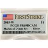 Image 3 : 2015-W MARCH OF DIMES SILVER DOLLAR PCGS PR69 DCAM