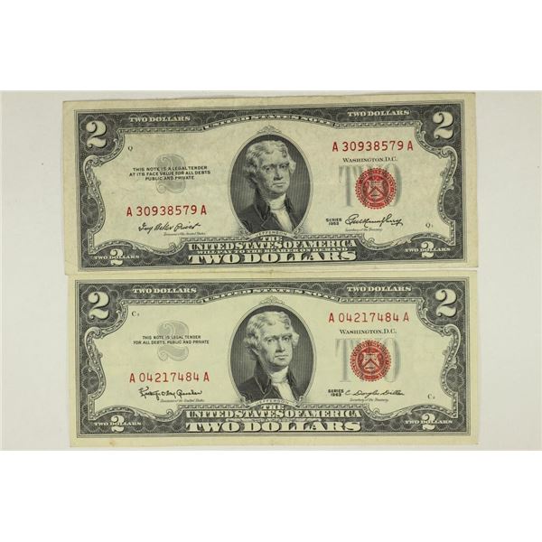 1953 & 1963 US $2 RED SEAL NOTES