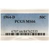 Image 3 : 1964-D 90% SILVER KENNEDY HALF DOLLAR PCGS MS66