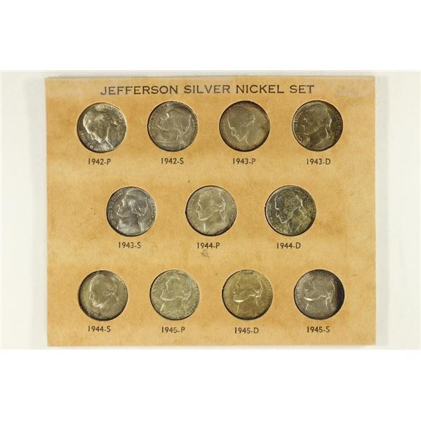 1942-1945 35% SILVER JEFFERSON WAR NICKEL SET