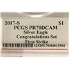 Image 3 : 2017-S SIGNED AMERICAN SILVER EAGLE PCGS PR70