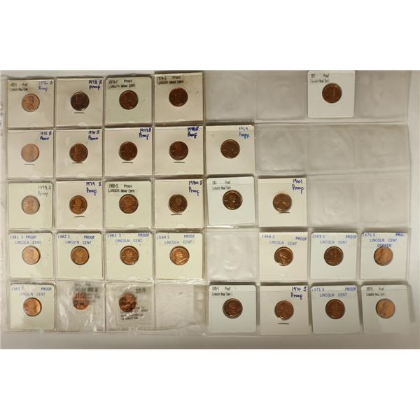 30-ASSORTED 1957-1989 PROOF LINCOLN CENTS