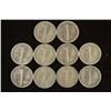 Image 2 : 10 ASSORTED 1940'S MERCURY DIMES