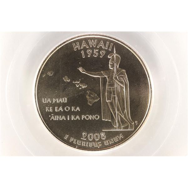 2008-D HAWAII QUARTER PCGS MS68 SATIN FINISH