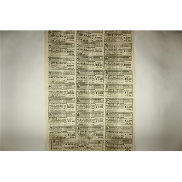 1924-1948 GERMAN 100.000 MARK BOND COUPONS