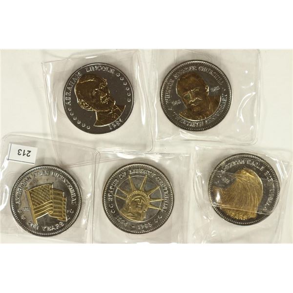 5 ASSORTED GOLD ENHANCED DOUBLE EAGLE TOKENS