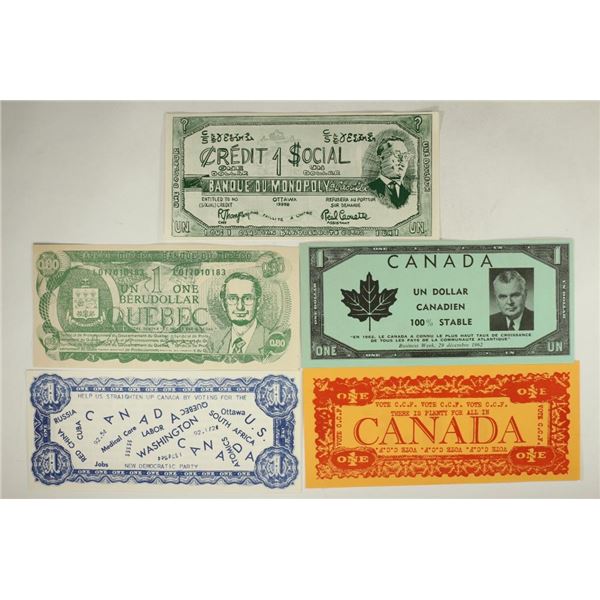 5 ASSORTED VINTAGE CANADA POLITICAL NOVELTY