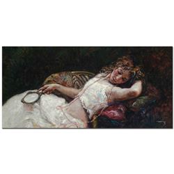 Royo, "El Collar Rosa" Limited Edition Mixed Media Serigraph on Board, Numbered